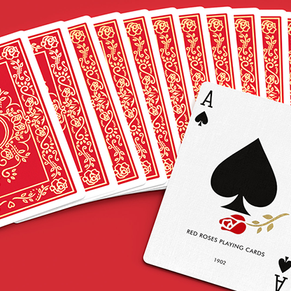 Red Roses Gold Foil Playing Cards (Fully Marked)