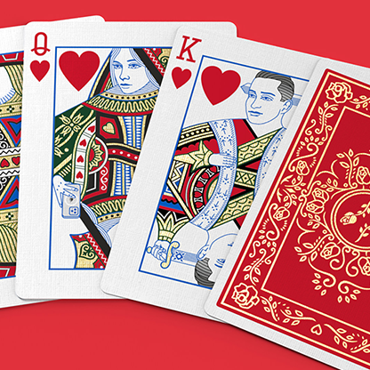 Red Roses Gold Foil Playing Cards (Fully Marked)