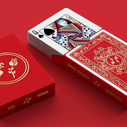 Red Roses Gold Foil Playing Cards (Fully Marked)