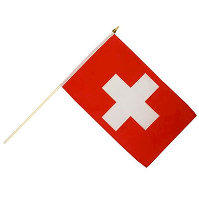 Fahne Schweizer Kreuz mit Holzstab | 30x45cm