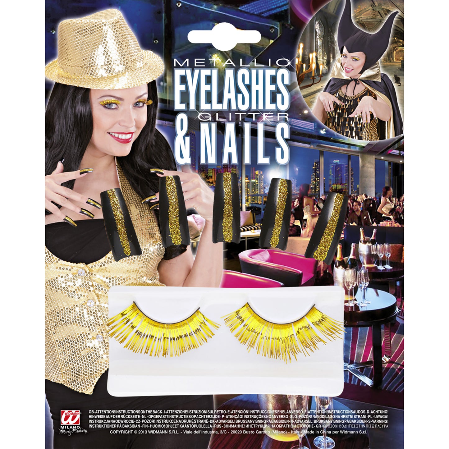 Glamour Set Wimpern und Fingernägel | gold