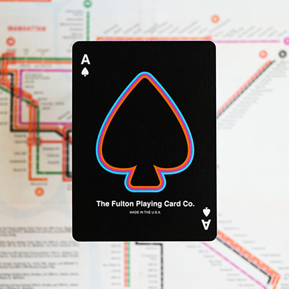 BLACK EDITION FULTON STREET MTA PLAYING CARDS (1972 VIGNELLI MAP EDITION)-FULTONS Playing Cards-Deinparadies.ch