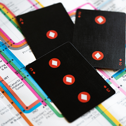 BLACK EDITION FULTON STREET MTA PLAYING CARDS (1972 VIGNELLI MAP EDITION)-FULTONS Playing Cards-Deinparadies.ch