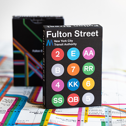 BLACK EDITION FULTON STREET MTA PLAYING CARDS (1972 VIGNELLI MAP EDITION)-FULTONS Playing Cards-Deinparadies.ch