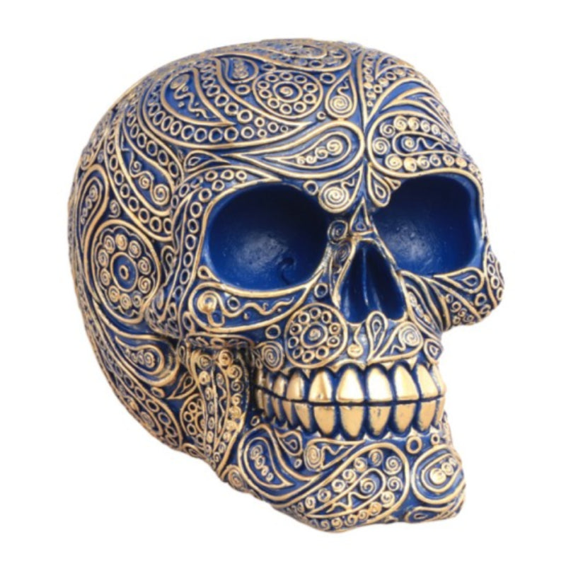Barocker Totenkopf | blau/gold-Chaks-Deinparadies.ch