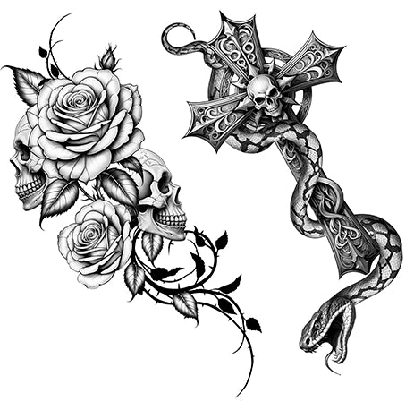Beinklebetattoo Kreuz und Rose-Guirca-Deinparadies.ch