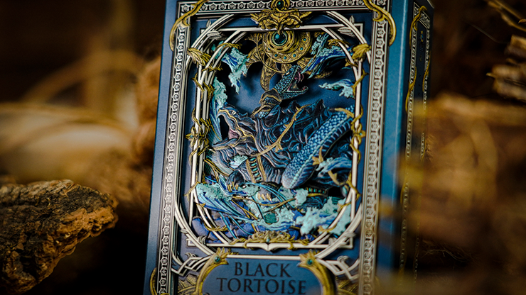 Juego de caja de madera de lujo Black Tortoise | Arca jugando a las cartas