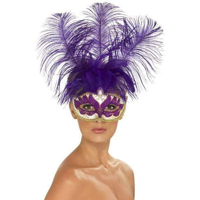 Can-Can Feather Mask Purple Smiffys at Deinparadies.ch