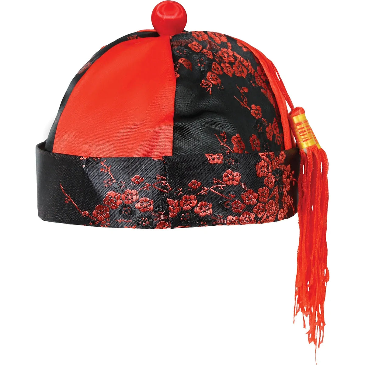 Chinesen Hut Mandarin mit Zottel | rot/schwarz-Guirca-Deinparadies.ch