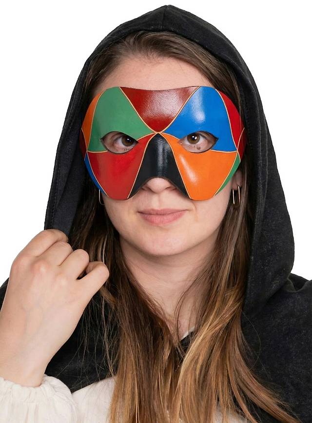 Colombina Arlecchino de cuoio Venezianische Ledermaske-Metamorph-Deinparadies.ch