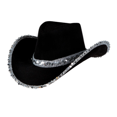 Sombrero de vaquero con purpurina estilo Texas | negro