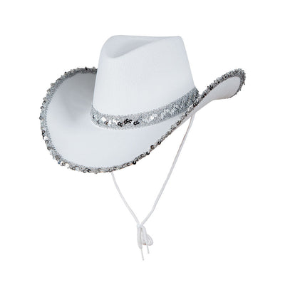 Cappello da cowboy glitter stile Texas | bianco