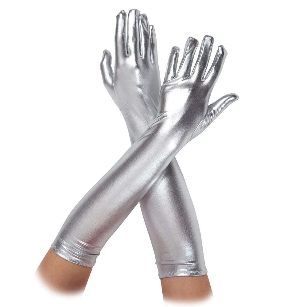 Damenhandschuhe 44cm | silber-Wicked-Deinparadies.ch