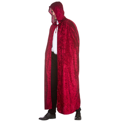 Mantello con cappuccio in velluto deluxe per adulto | rosso