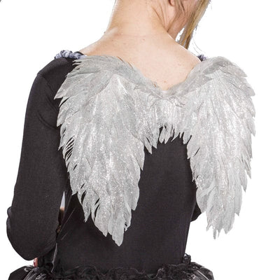 Angel wings silver gray small with mica 40cm Festartikel Müller bei Deinparadies.ch