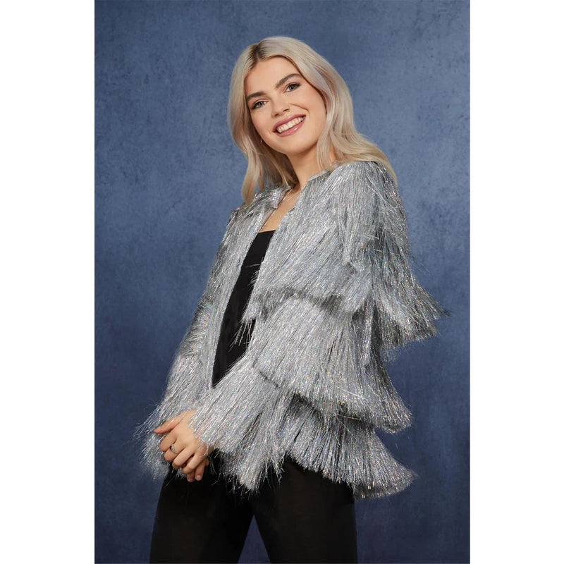 Fever Tinsel Festival Jacket | silber-Smiffys-Deinparadies.ch