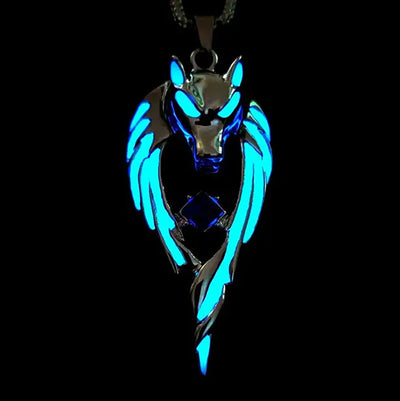 Fluorescent Wolf Necklace | Pendant with chain Party Owl Supplies Deinparadies.ch