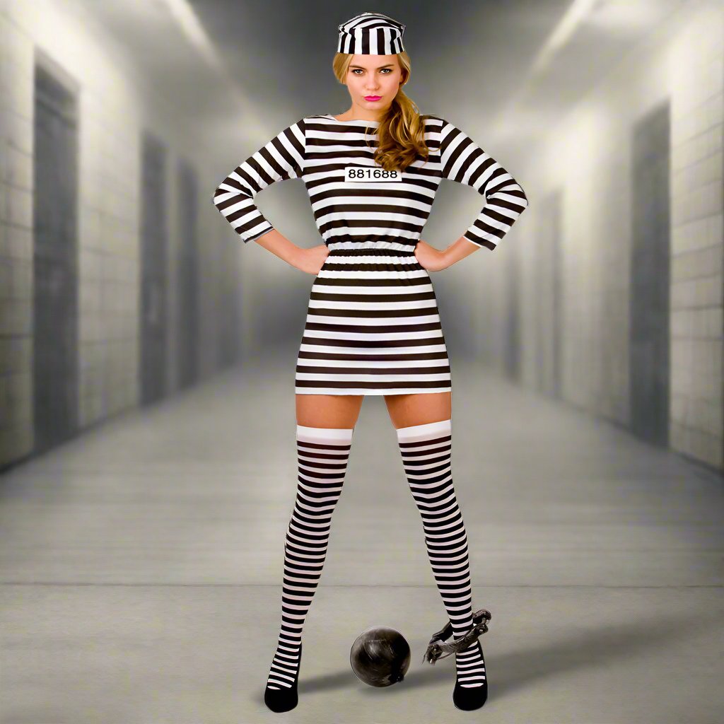 Gestreiftes Gefangenenkostüm Jailbird-Wicked-Deinparadies.ch