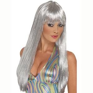 Glitter disco wig with silver strands at Smiffys Deinparadies.ch