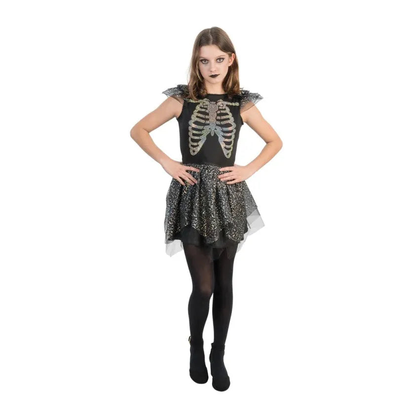 Glitzerndes Skelettkleid mit Tutu | Kinder-Chaks-Deinparadies.ch