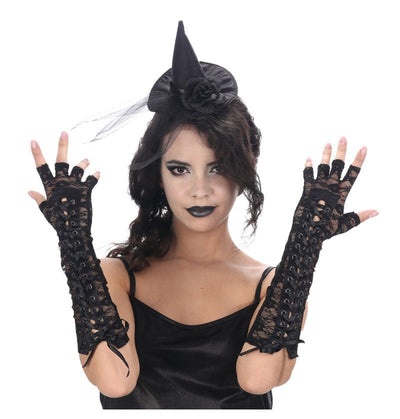 Gothic Black Lace Handschuhe