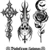 Gotisches Kreuz & Totenkopf Klebetattoos-Guirca-Deinparadies.ch