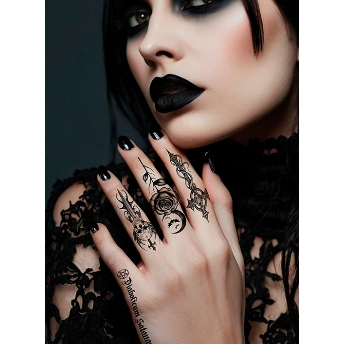 Gotisches Kreuz & Totenkopf Klebetattoos-Guirca-Deinparadies.ch