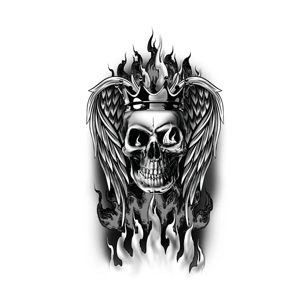 Grosse Klebetattoos | Feuriger Totenkopf-Guirca-Deinparadies.ch