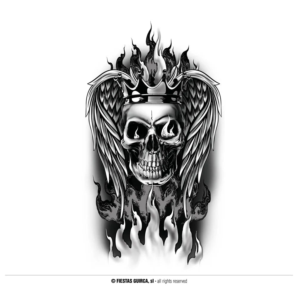Grosse Klebetattoos | Feuriger Totenkopf-Guirca-Deinparadies.ch