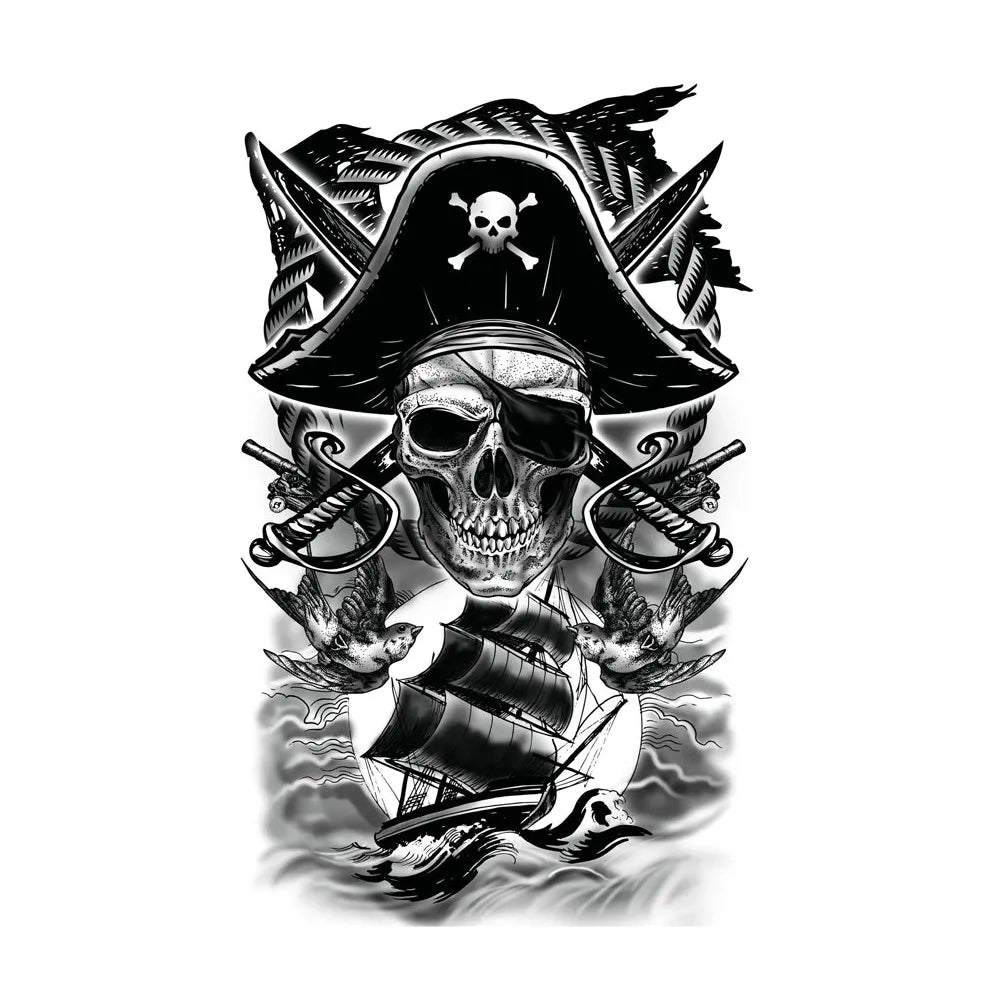 Grosse Klebetattoos | Pirat und Schiff-Guirca-Deinparadies.ch