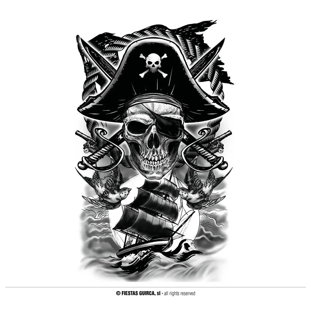 Grosse Klebetattoos | Pirat und Schiff-Guirca-Deinparadies.ch