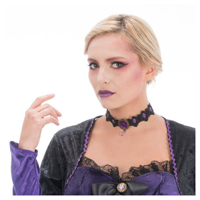 Halsband Gothic mit violetten Steinen Chaks bei Deinparadies.ch