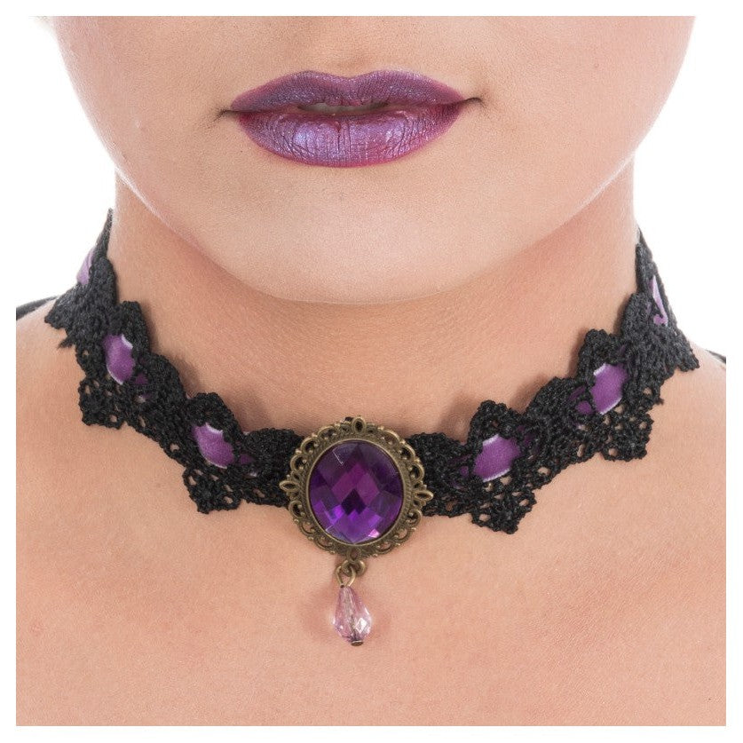 Gothic collar with purple stones Chaks Deinparadies.ch