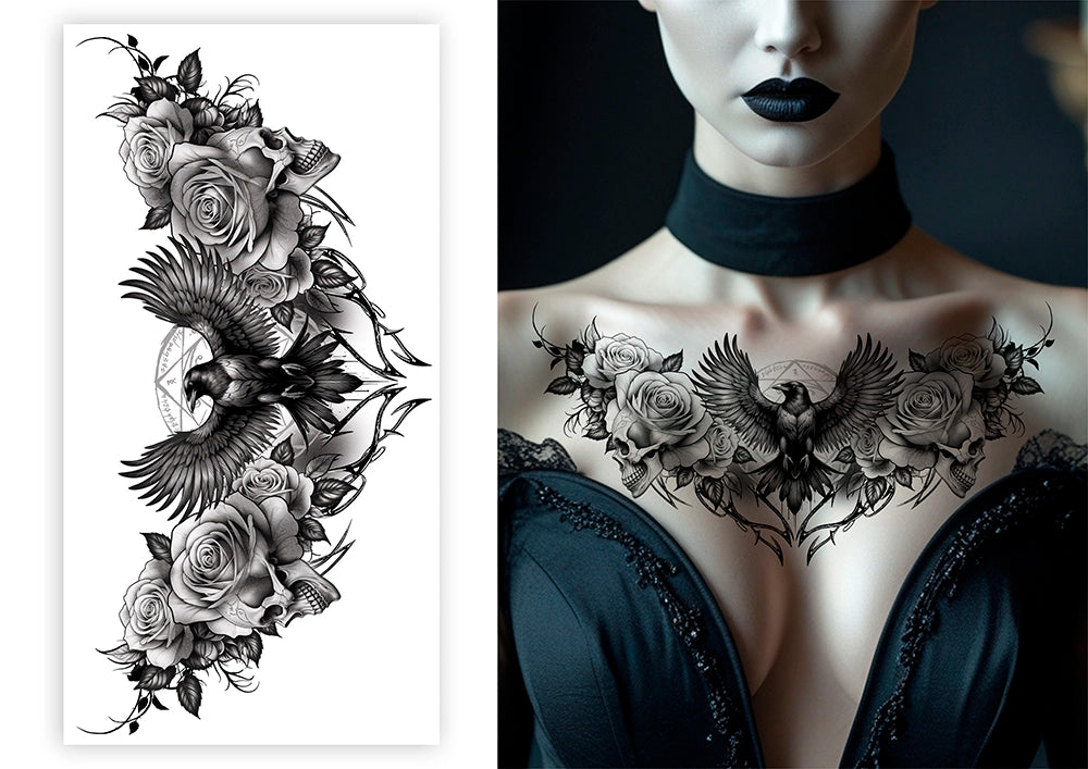 Halsklebetattoo Rabe-Guirca-Deinparadies.ch