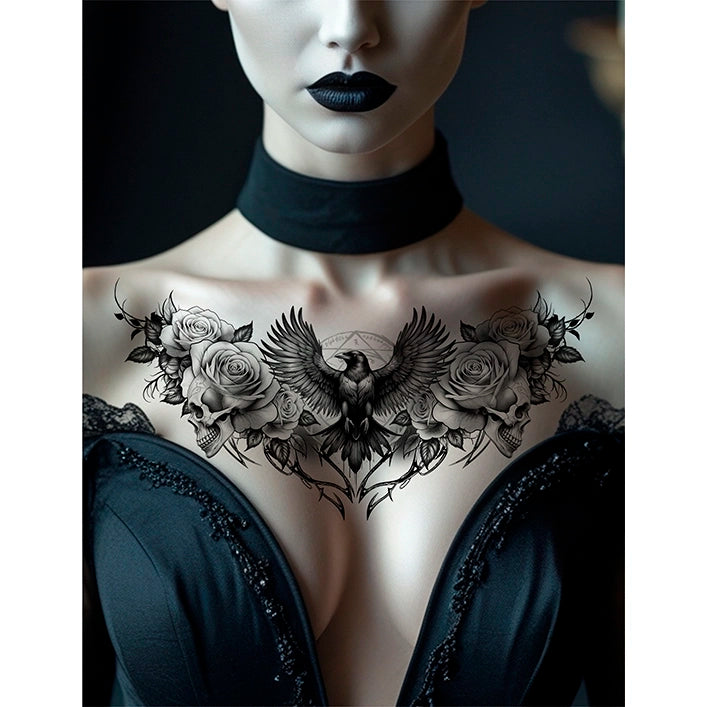 Halsklebetattoo Rabe-Guirca-Deinparadies.ch