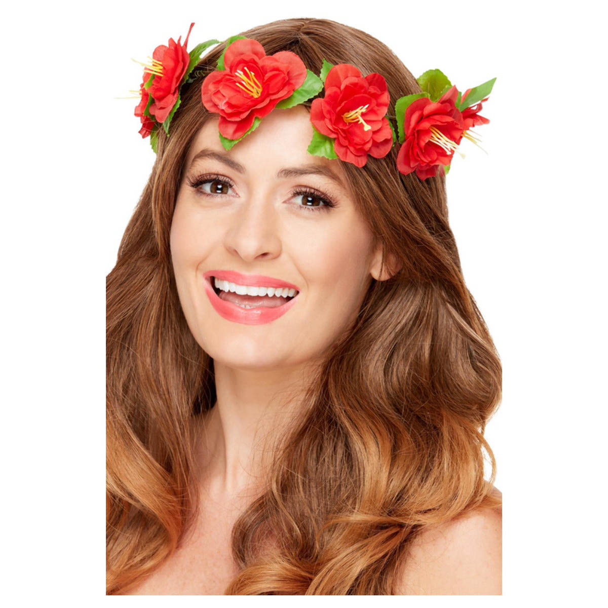 Hawaianisches Blumen Kopfband rot Smiffys bei Deinparadies.ch