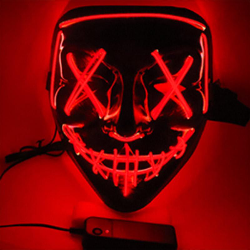 Horror LED-Maske mit genähten Augen - Rot - Party Owl Supplies