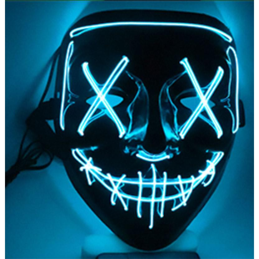 Horror LED-Maske mit genähten Augen - Blau - Party Owl Supplies