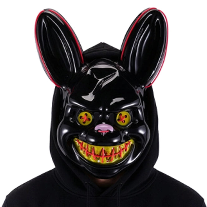 Horrormaske Schwarzer Hase mit Licht-Carnival Toys-Deinparadies.ch