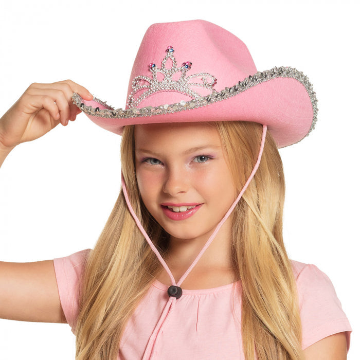 Children's party hat Rodeo with rhinestones | pink Boland at Deinparadies.ch