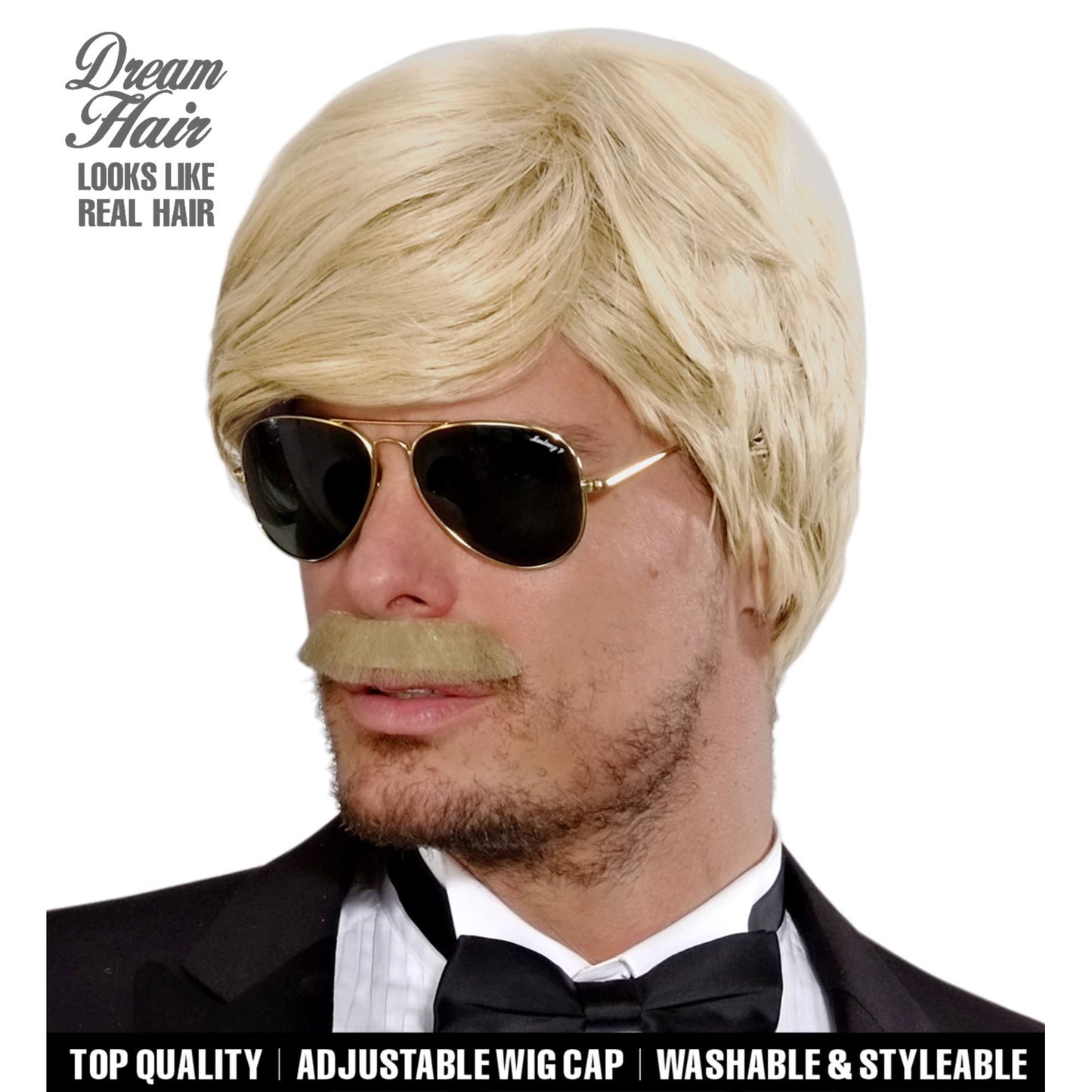 Playboy Dream Hair Perücke mit Schnurrbart | blond
