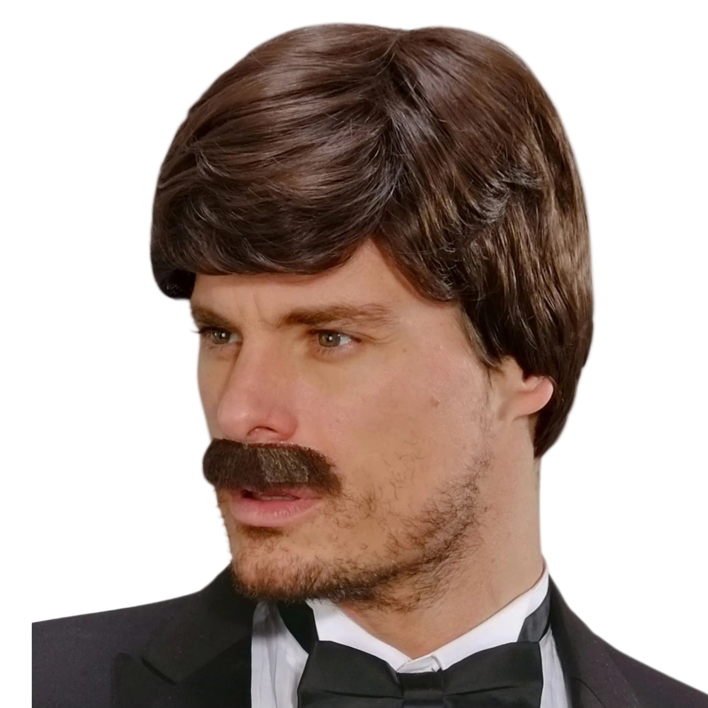 Playboy Dream Hair Perücke mit Schnurrbart | braun