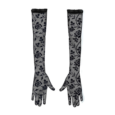 Lange Spitzenhandschuhe mit Blumenmuster-Guirca-Deinparadies.ch
