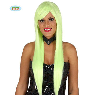 Long hair wig yellow-green stretched Guirca at Deinparadies.ch