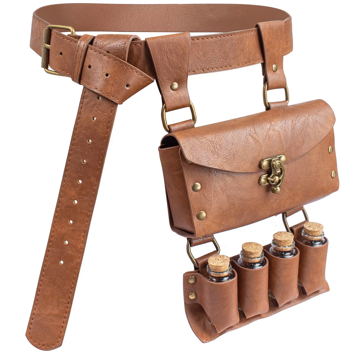 Ledergurt mit Tasche und Fläschchenhalter-Party Owl-Deinparadies.ch