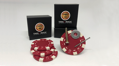 Jeton de poker magnétique et 3 jetons de poker | Tango Magic - Rouge - Murphy's Magic