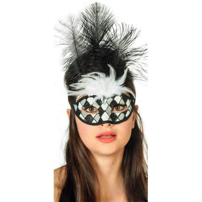 Mask Venice Checkered Black & Gold Wilbers Costumes Deinparadies.ch