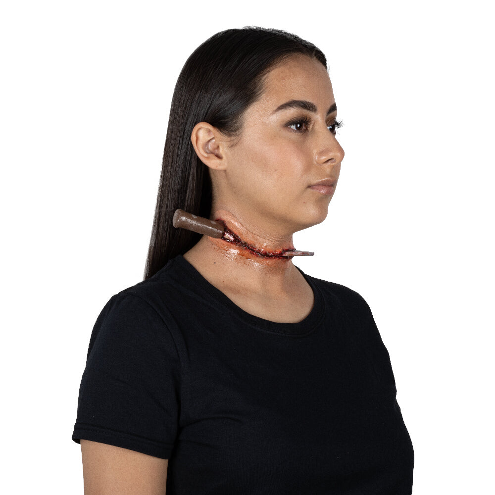 Messer im Hals Latexapplikation-Ghoulish Productions-Deinparadies.ch
