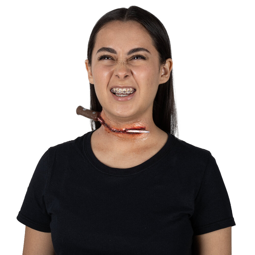 Messer im Hals Latexapplikation-Ghoulish Productions-Deinparadies.ch