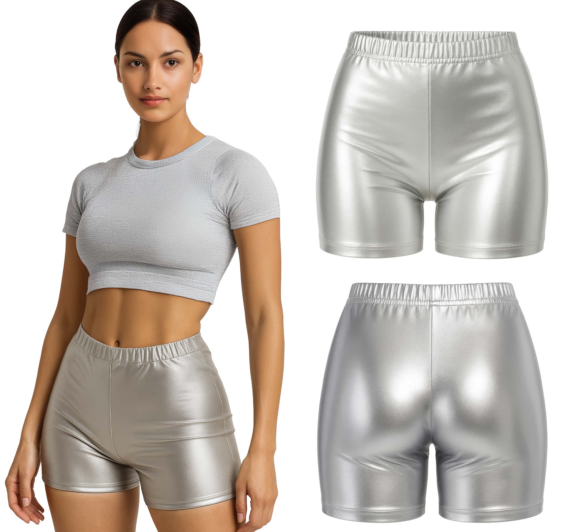 Metallische Shorts für Damen | Silber-Guirca-Deinparadies.ch